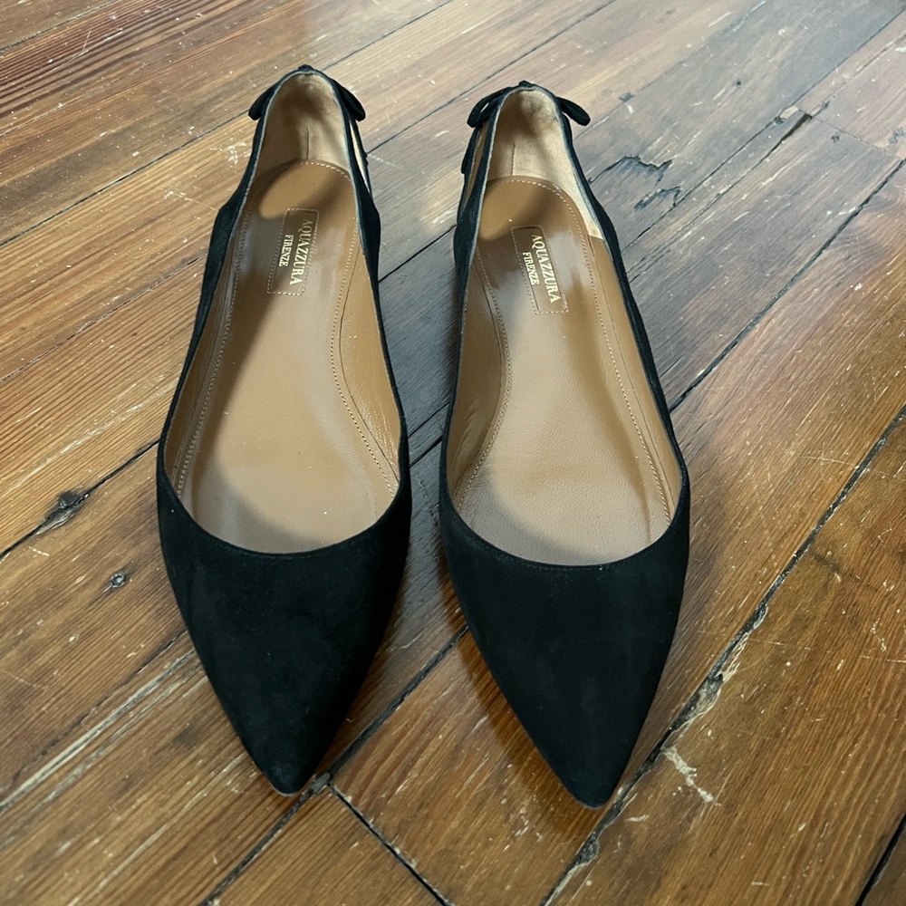 Aquazzura black tassel flats- size 36
